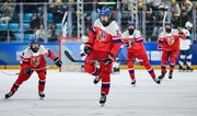 Český mladík Šimon Katolický se raduje z gólu na mládežnické olympiádě